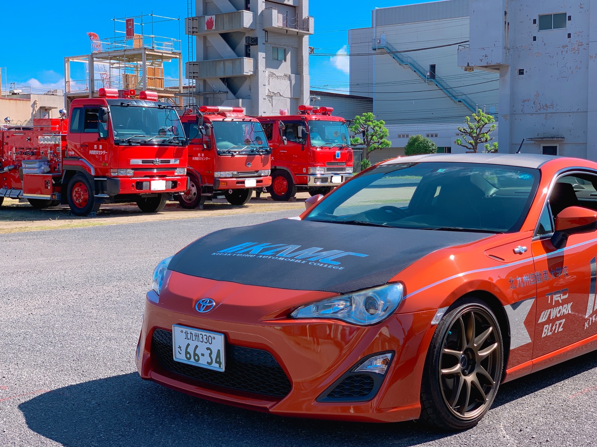 北九州市消防局にて自動車の構造と車両火災について講習 - 専門学校