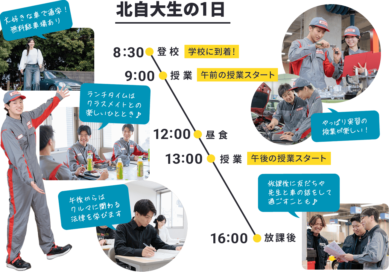 大好きな車やバイクに囲まれたキャンパスライフが待っています！